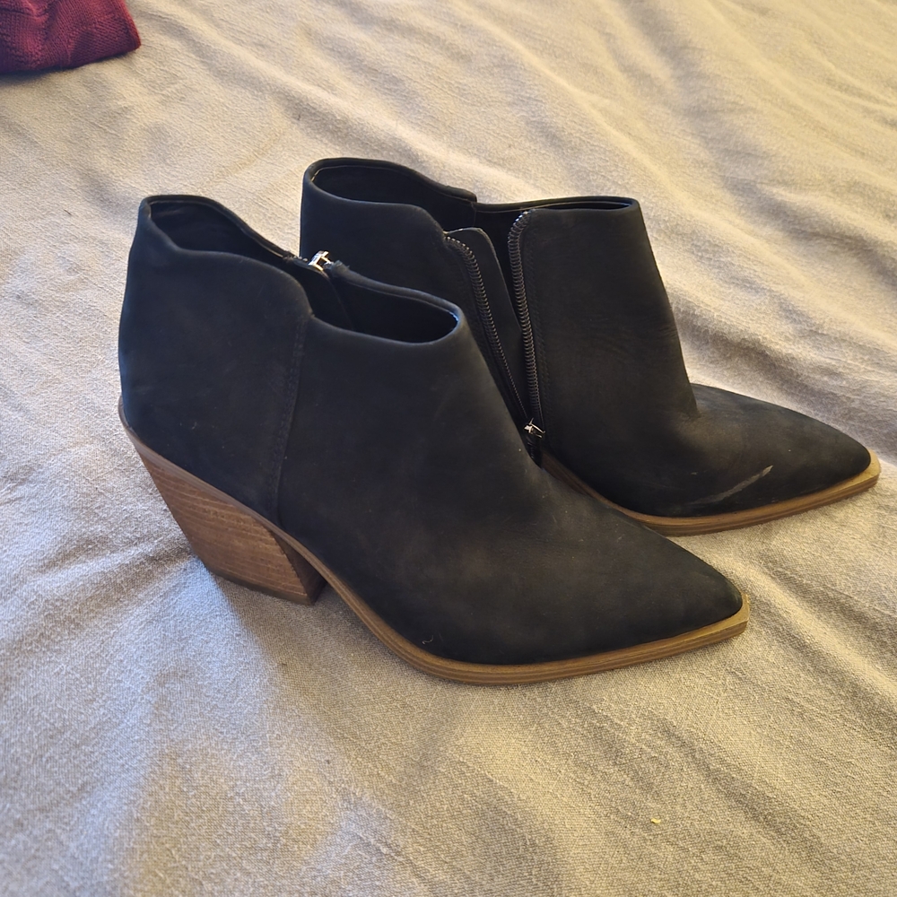 Vince Camuto Black Ankle Booties with Wooden Heel